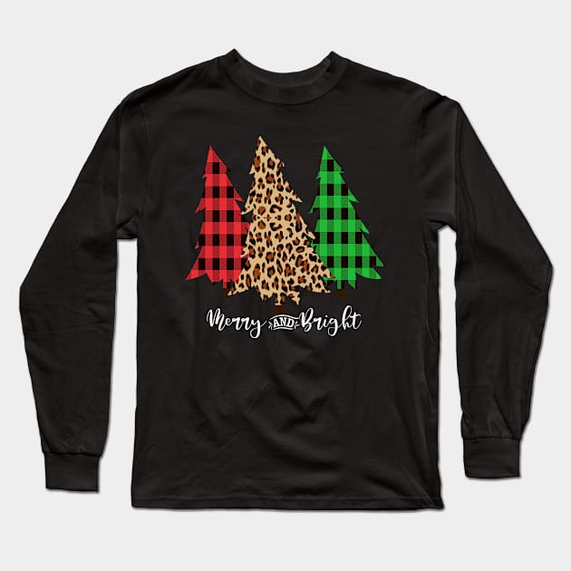 Merry And Bright Singing Christmas Trees Long Sleeve T-Shirt by Sassee Designs